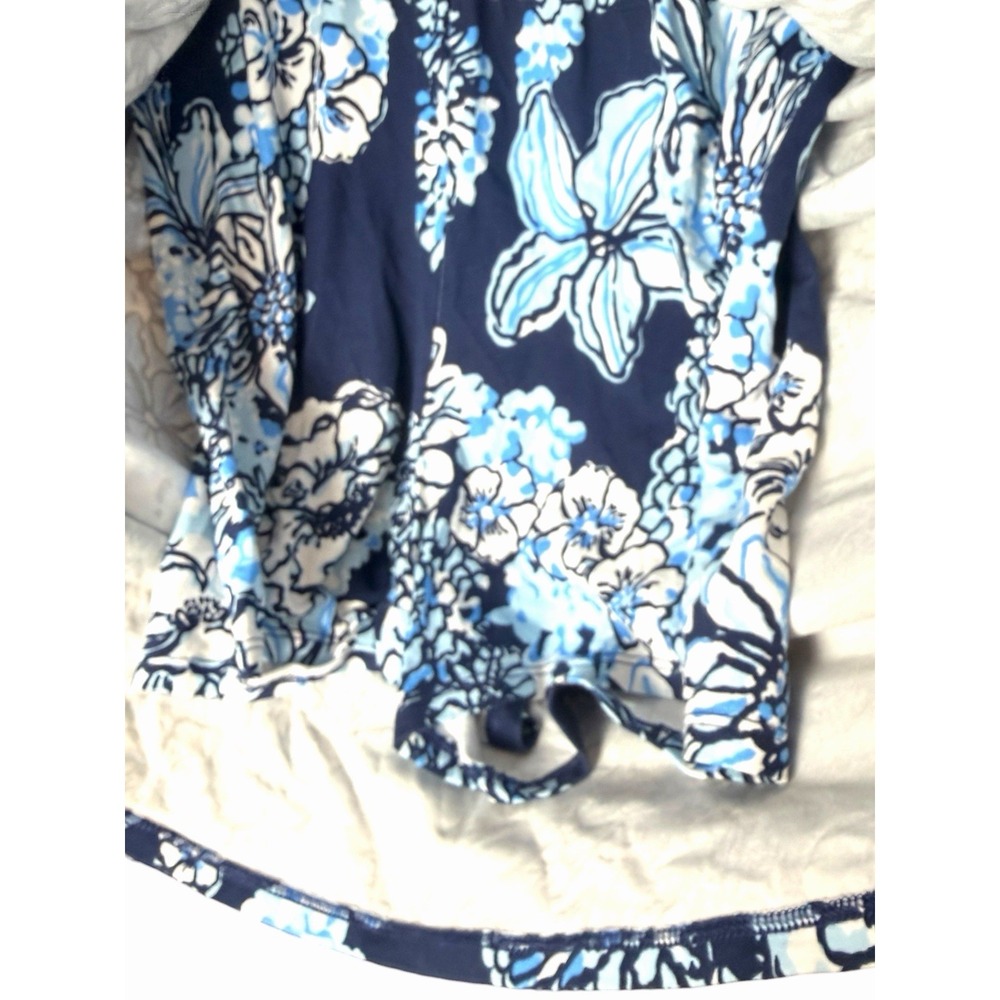 Lilly Pulitzer Riza Long Sleeve Romper Low Tide Navy Bouquet All Day Medium - Picture 7 of 10